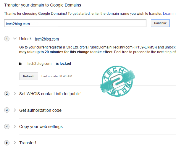 Google domains transfer steps