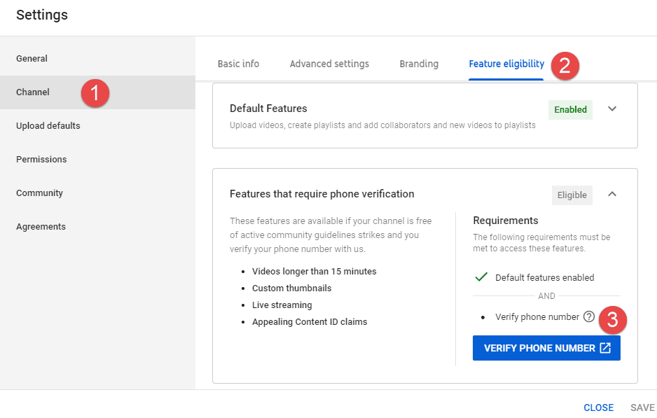 YouTube Channel Verification Settings