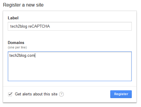Google reCaptcha new site register