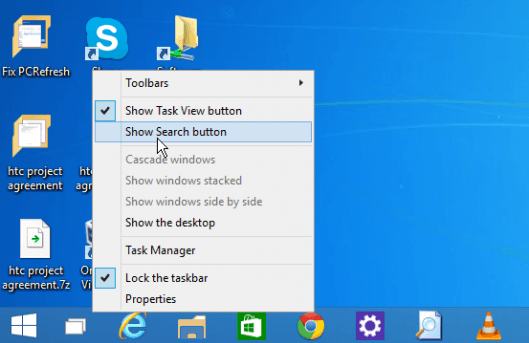 Windows10 Search icons from taskbar