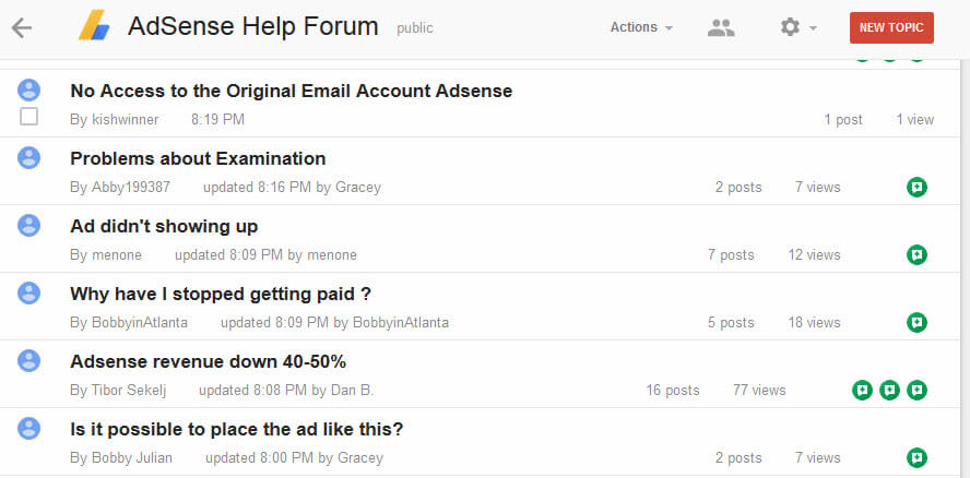 Query in Adsense Help Forum