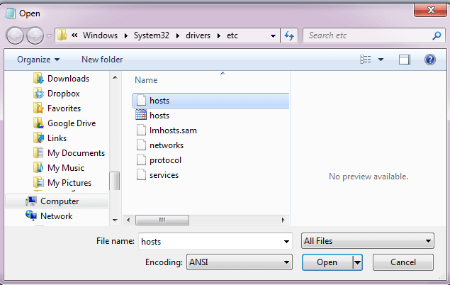 Location of etc hosts file on windows