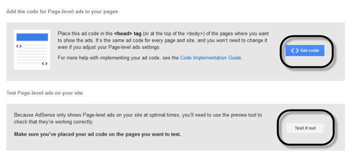 AdSense Page-level ads code and Testing