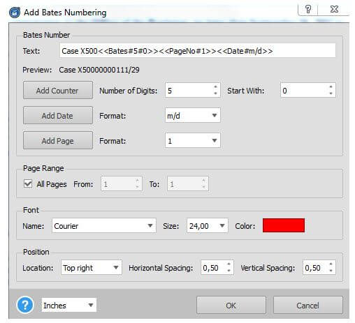 Able2Extract Professional-12 Add bates numbering