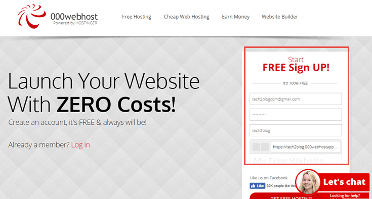 000webhost signup