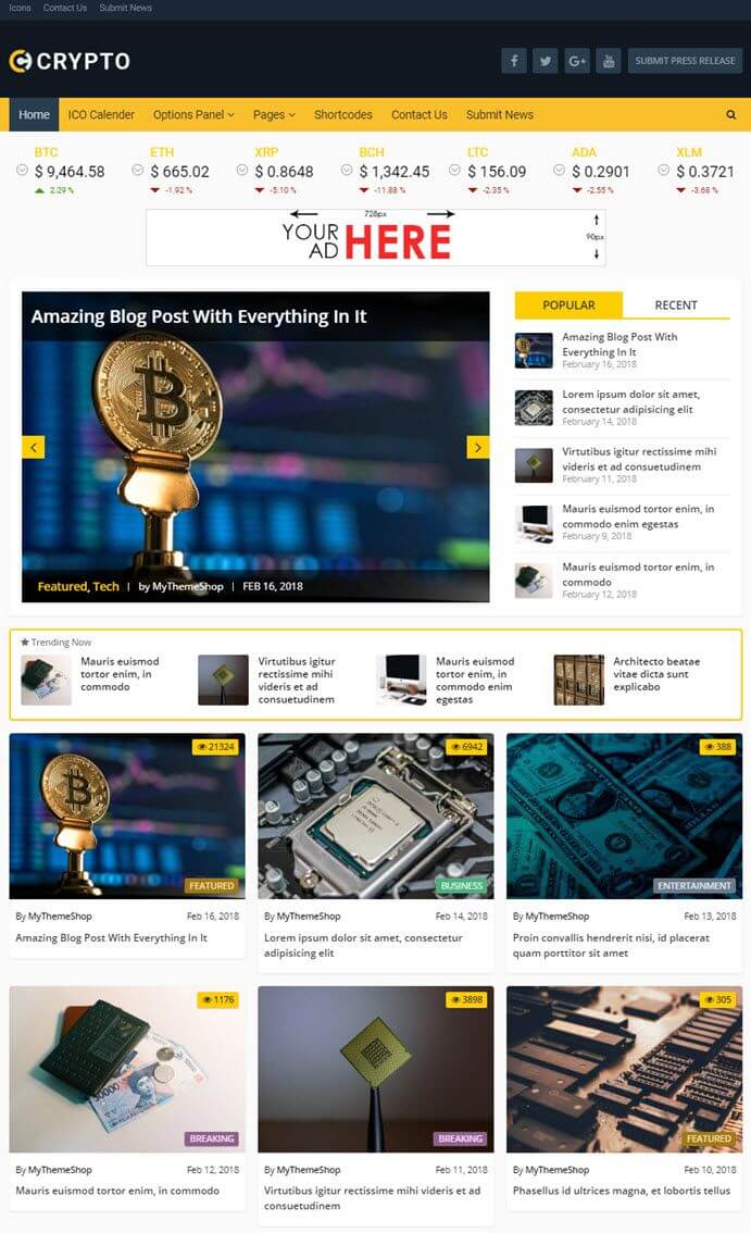 Mythemeshop WordPress Theme for Crypto Blogs