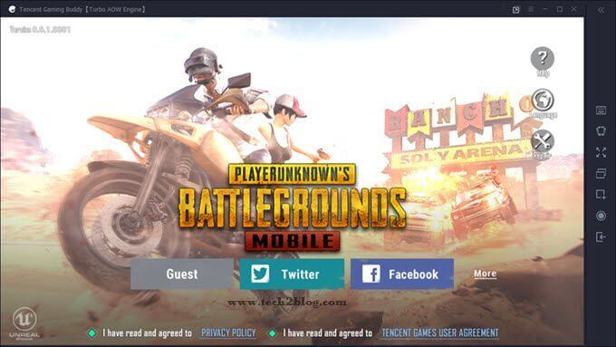 PUBG mobile Start Screen on PC