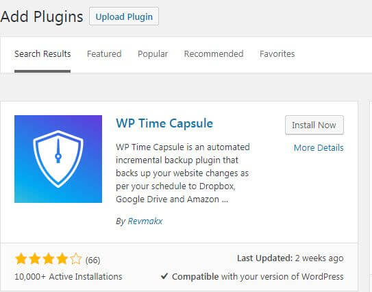 WP Time Capsule Plugin Search