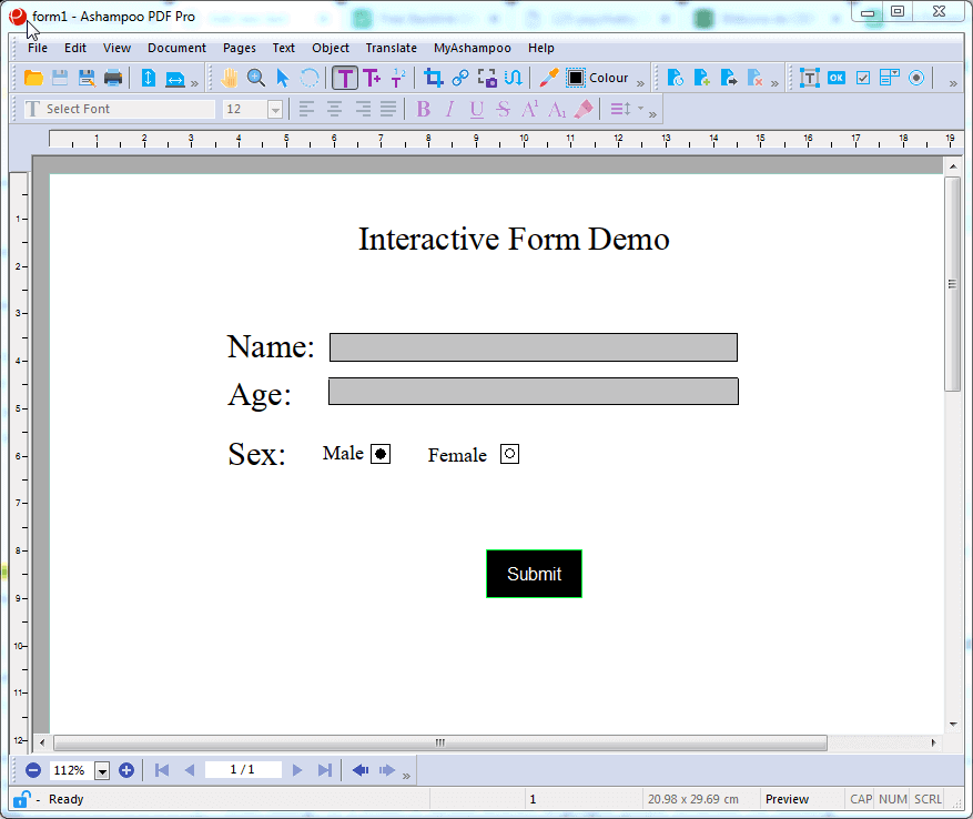 Ashampoo PDF PRO 2 Create Interactive forms