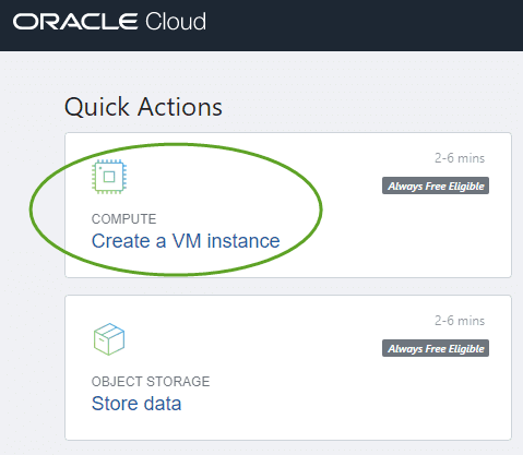 Oracle cloud - create instance